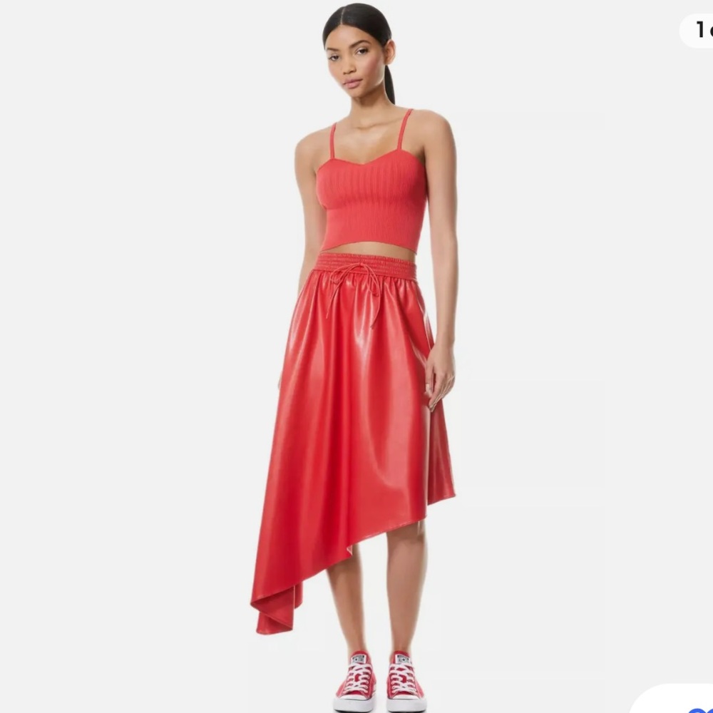 Alice + Olivia Lauretta Cami Knit Tank Top In Bright Poppy (red) Size Medium - Picture 10 of 16